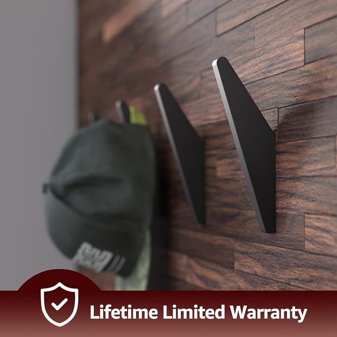 COCOYA 4Pack Metal Wall Hooks, Minimalist Coat Hooks Matte Black Simple Modern - Image 4