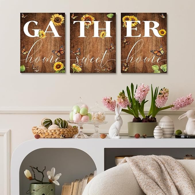 GUBIYU Farmhouse Dining Room Wall Art Gather Signs by GUBIYU