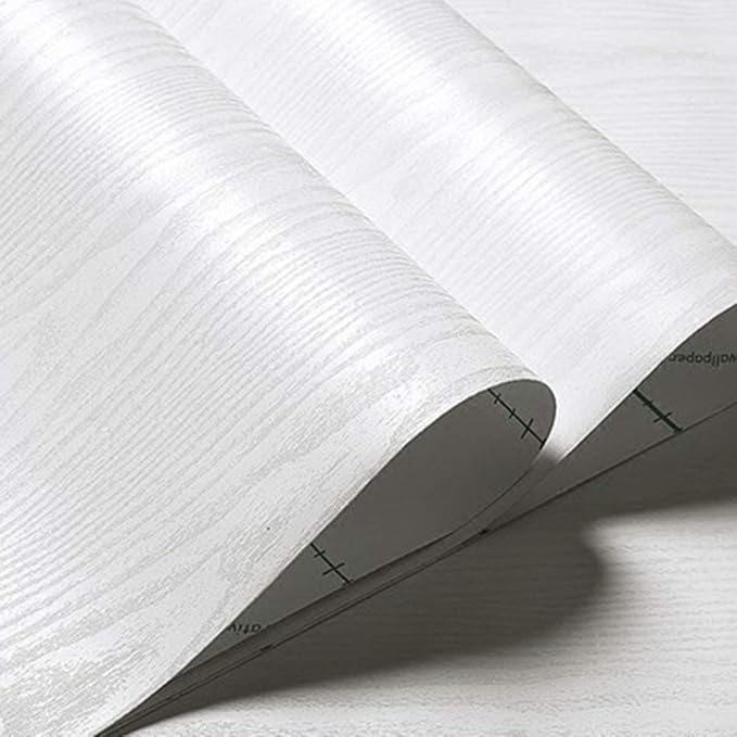 Abyssaly White Wood Paper Self-Adhesive 15.7 in X 196 in Real Wood Grain Touch - Image 2