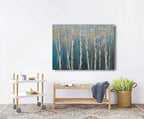 Yihui Arts Canvas Wall Art White Grey Birch Trees Branches Painting Gold Foil - Image 8