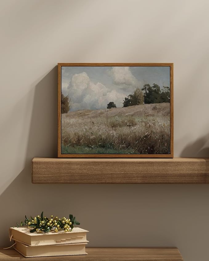InSimSea Framed Canvas Wall Art Vintage Decor, Cornfield Countryside Scenery - Image 2