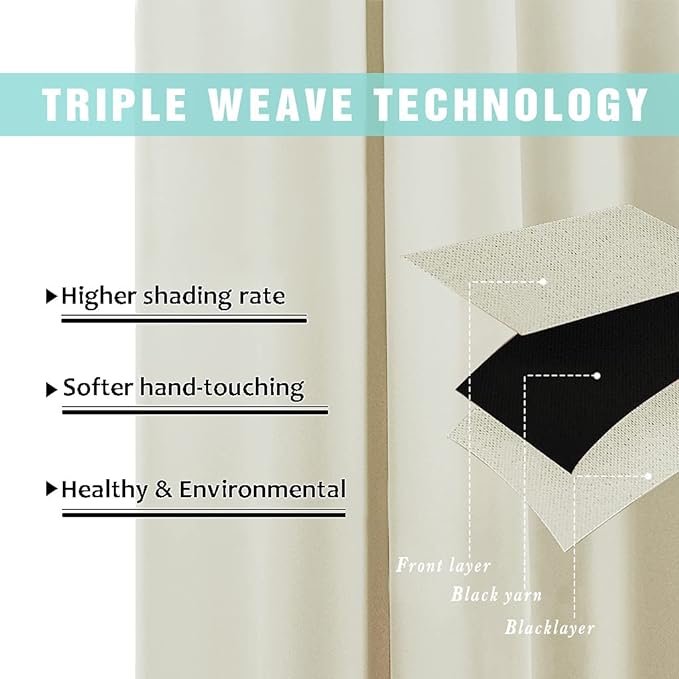 NICETOWN Warm Curtains for Winter, Thermal Insulated 100% Blackout Sound Proof - Image 5