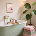 Funny Pink Girl Bathroom Wall Art, Cute Girly Bathtub Wall Decor Painting - Image 4