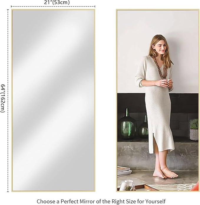Koonmi 64"x21" Floor Mirror Full Length, Bedroom Floor Body Mirror - Image 8