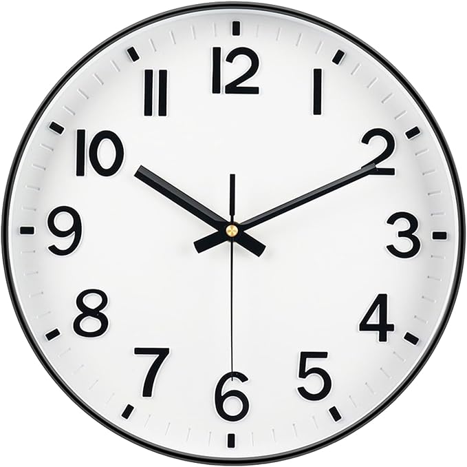 Modern Wall Clock, 10 Inch Digital Wall Clocks Battery Operated, Round Non by MABPEDO