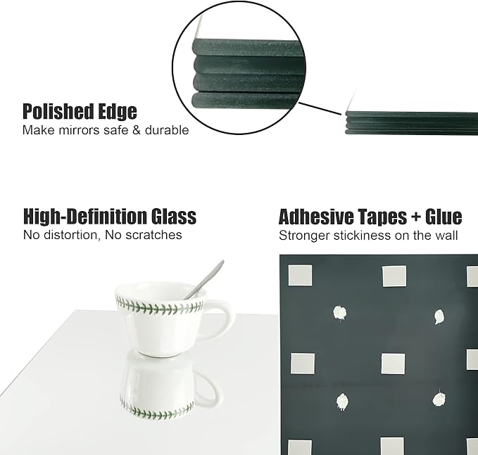 TRAHOME Home Gym Mirror Tiles for Wall, Living Room, Over The Door - Image 6