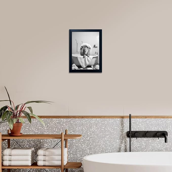 Black and White Lion Canvas Wall Art Bathroom Pictures Paintings - Image 7