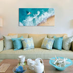 Goldfoilart Blue Ocean Sea Beach Canvas Wall Art Sailboat Painting Print on - Image 2