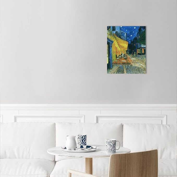 Van Gogh Canvas Wall Art: Café Terrace at Night Oil Painting Picture - Image 6