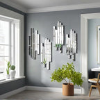 Artisan Set of 4 Silver Beveled Wall Decor Mirrors - Image 5