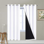Yakamok Pure White Total Blackout Curtains, Heavy Duty Lined Blackout Drapes 72 by Yakamok