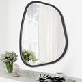 Black Asymmetrical Mirror Irregular Oval Wall Mirror Modern Wood Frame Unique by HLFMVWE