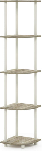 Furinno TURN-N-TUBE Corner Shelf, 5-Tier Corner Bookshelf, Open Storage Shelves - Image 8