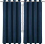 LEMOMO Blackout Curtains 66 x 72 Inch Long Navy Blue Curtains Set of 2 Panels - Image 2