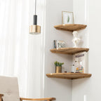 Corner Shelf, Solid Oak Wood Floating Corner Shelf Wall Mount Round End - Image 2