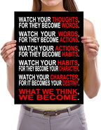 Pyradecor Watch Your Thoughts Motivational Classroom Poster Modern Canvas - Image 6
