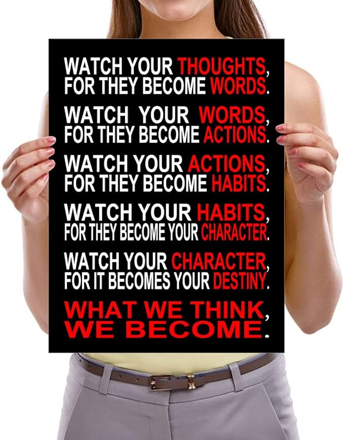 Pyradecor Watch Your Thoughts Motivational Classroom Poster Modern Canvas - Image 6