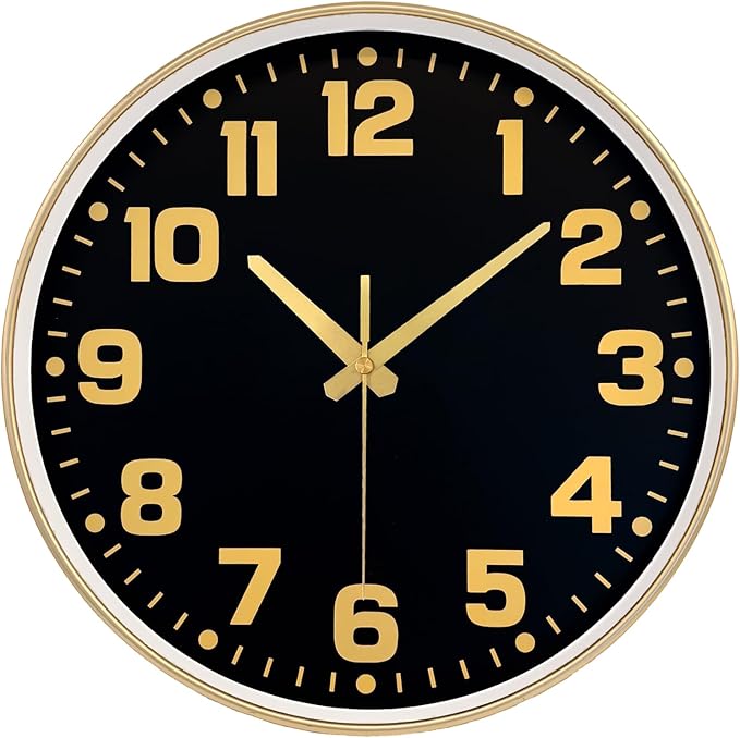 Modern Silent Wall Clock, 12 Inch Non-Ticking Battery Operated Clock, Round by MABPEDO