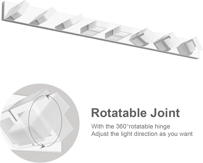 Ralbay 52" Modern Chrome Vanity Lights 8 Lights Acrylic Stainless Steel LED - Image 2