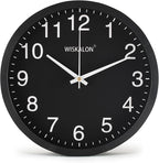 WISKALON 10 inch Wall Clock, Silent Non-Ticking Elegant Black Frame Wall Clock by WISKALON