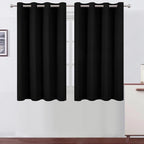 LEMOMO Blackout Curtains 66 x 54 Inch Long Black Curtains Set of 2 Panels Room by Lemomo