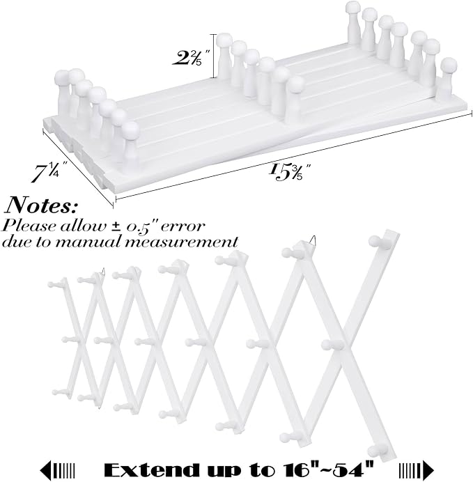 SCUNDA Wall Rack with 20 Hooks, Wooden Wall Expandable Coat Rack - Image 6