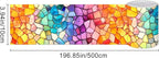 HOMETITUTE Wallpaper Border Peel and Stick Wall Border Rainbow Mosaic Glass - Image 3