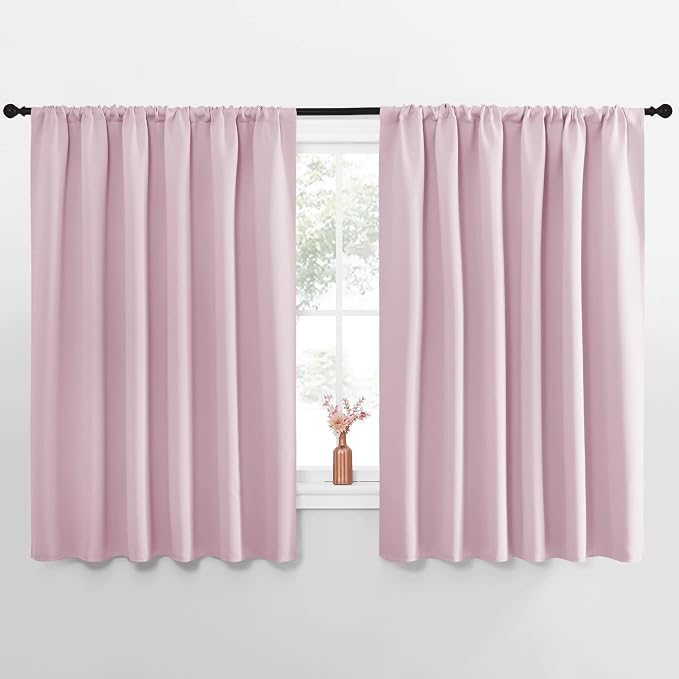 NICETOWN Blackout Curtains for Bedroom, Baby Pink, 1 Pair, 62 by 63-inch by NICETOWN