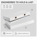 Homeforia White Floating Shelf 12 inch, High End Solid Real Wood Small 12inch - Image 2