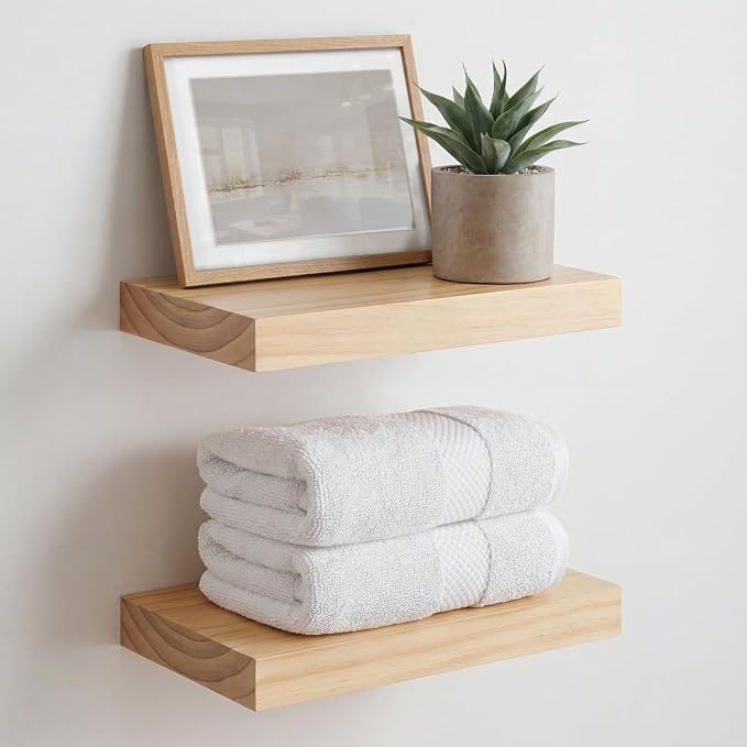 Homeforia 12 inch Natural Floating Shelf, High End Solid Real Wood 12inch Small by Homeforia