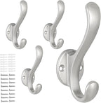 4 Pack Coat Hooks Wall Mount Heavy Duty Utility Retro Double Hooks by PEOIAOY