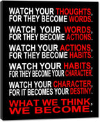 Pyradecor Large Canvas Prints Wall Art Watch Your Thoughts Motivational by Pyradecor