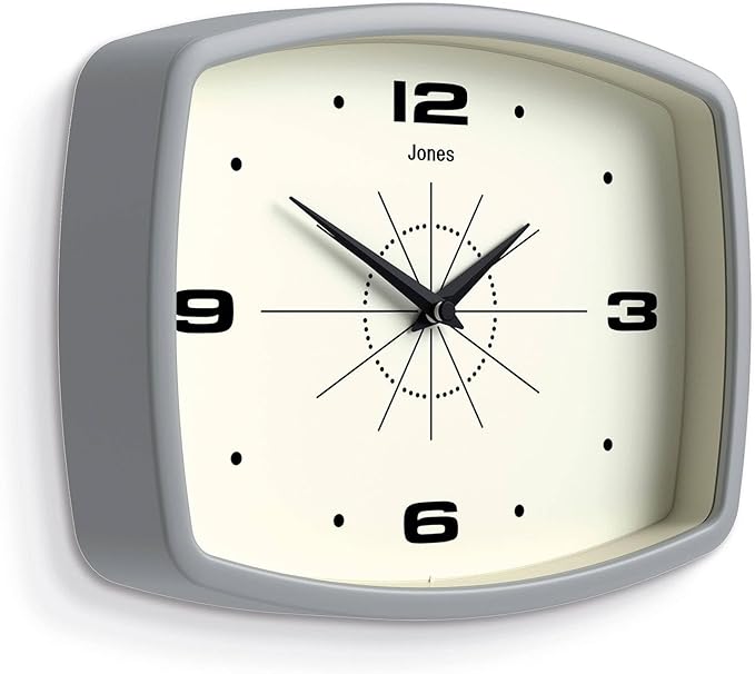 JONES CLOCKS® Movie wall Clock | Retro Rectangular Clock | 10 inch | Gray | - Image 2