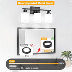 Unicozin 3-Light Bathroom Light Fixtures, Modern Black Vanity Light Over Mirror - Image 4