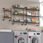 Helsin 2 Tier Industrial Pipe Floating Bathroom Shelves, 16inch Rustic Wood - Image 7