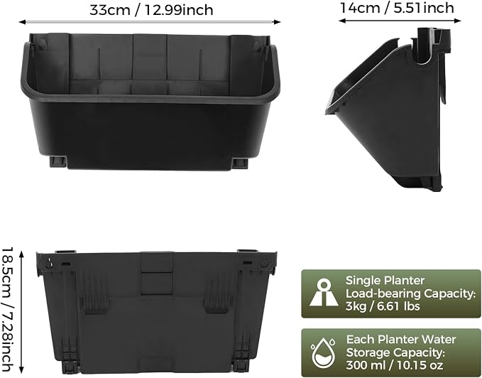16 Pack Vertical Garden Planter, 13 inch Wall Mounted Planter - Image 3