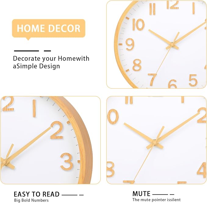 Wall Clocks Battery Operated 12 inch Modern Wall Clock, Silent Non Ticking Wall - Image 3