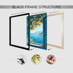 Black Framed Canvas Wall Art Posters Mediterranean Window View Coastal Lemon - Image 3