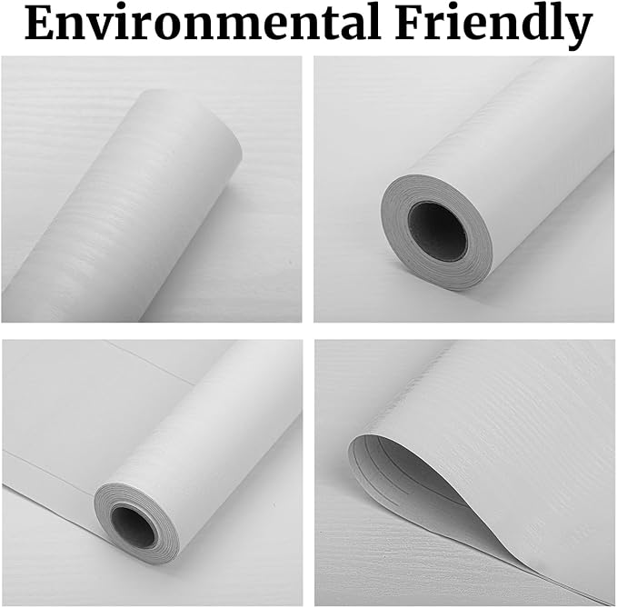 White Wood Wallpaper PVC, 17.5x787.4 Inch Self-Adhesive Wallpaper, Waterproof - Image 2
