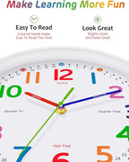 Kids Wall Clock: Telling Time Teaching Wall Clocks Silent Non-Ticking Clocks - Image 4