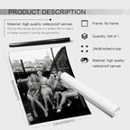 Retro Black And White Woman Canvas Wall Art Fashion Rooftop Party Posters - Image 2