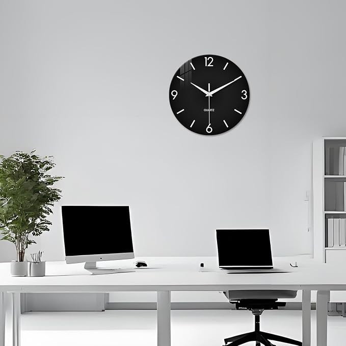 XFM Large Black Wall Clock 24 Inch Simple Wall Clocks Battery Operated Modern - Image 4