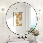 BEAUTYPEAK 30 Inch Round Mirror, Metal Frame Circle Mirror, Wall Mounted by BEAUTYPEAK