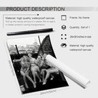 Retro Black And White Woman Canvas Wall Art Fashion Rooftop Party Posters - Image 2