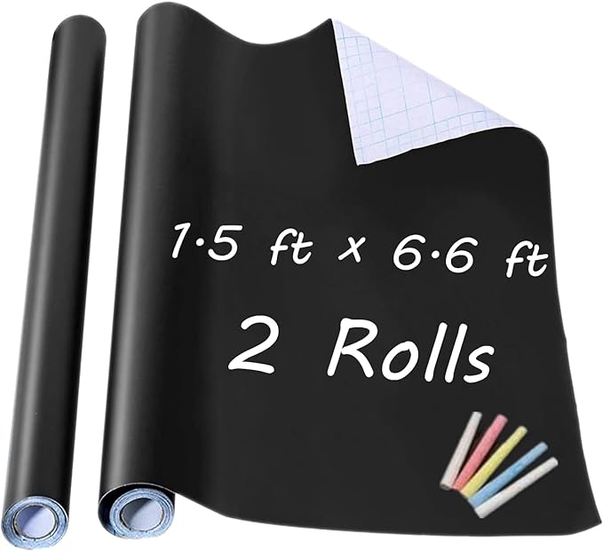 Chalkboard Wall Sticker 2 Rolls 18" x 79" Wallpaper Peel and Stick Chalk Board by TAKSDAI