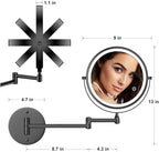 Rocollos 9" Wall Mounted Lighted Makeup Mirror, Large Double Sided 1X/10X - Image 7