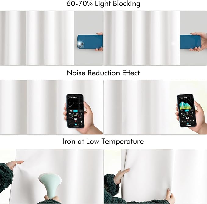 MIULEE Pure White Back Tab Light Blocking Curtains 63 Inch Length 2 Panels Set - Image 5