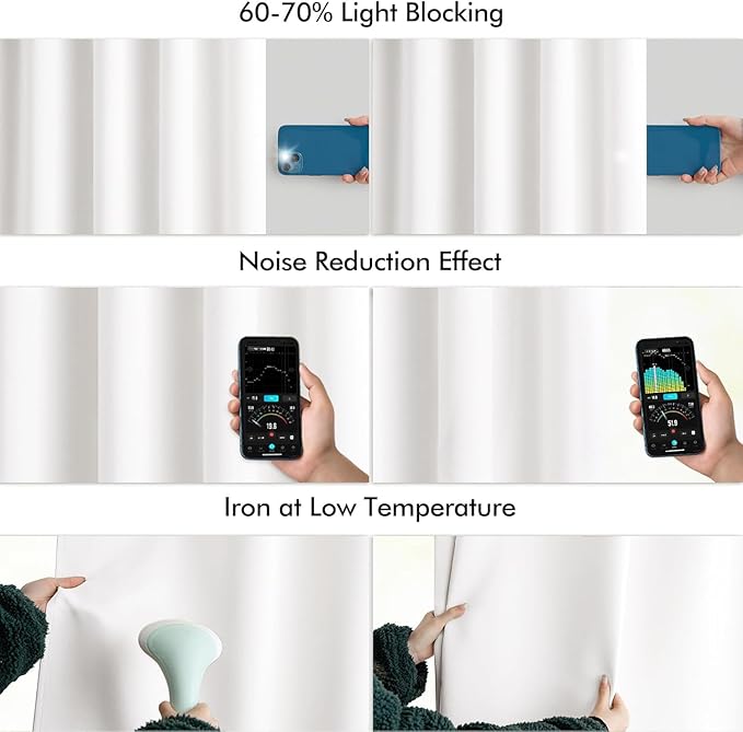MIULEE Pure White Back Tab Light Blocking Curtains 72 Inch Length 2 Panels Set - Image 5