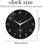XNM Black Wall Clock Round 24 Inch Battery Operated Silent Wall Clock - Image 5