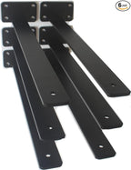 6 Pack - 16 inch Black Hidden L Shelf Bracket Iron Floating Shelf Brackets by MHMYDZ